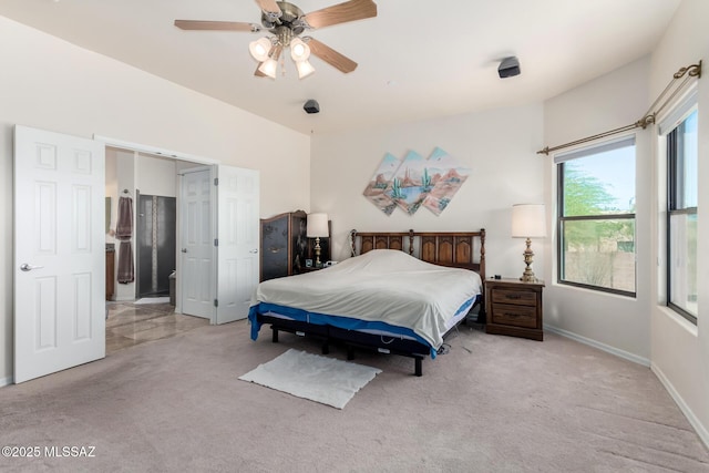 5498 N Desert Wood Pl, Tucson, AZ 85745 - bedroom with a ceiling fan, baseboards, and light colored carpet