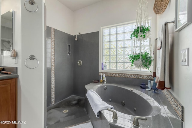 5498 N Desert Wood Pl, Tucson, AZ 85745 - full bathroom with a tub with jets and a stall shower