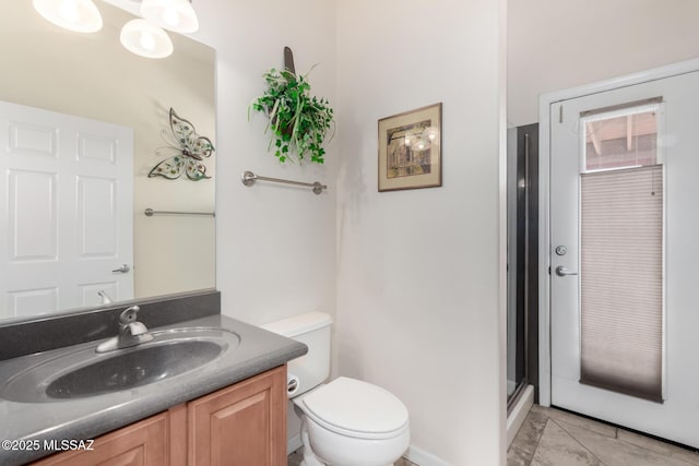 5498 N Desert Wood Pl, Tucson, AZ 85745 - full bathroom with vanity, an enclosed shower, and toilet