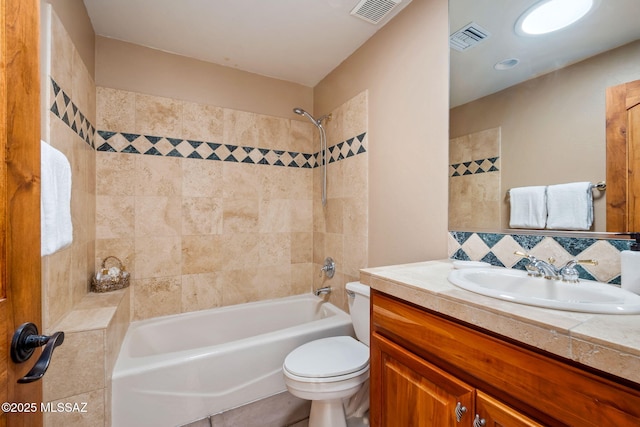 6340 N Placita Alta Reposa, Tucson, AZ 85750 - full bathroom with visible vents, bathing tub / shower combination, toilet, and vanity