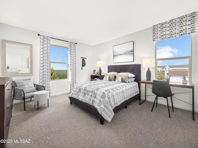 bedroom featuring baseboards and carpet flooring