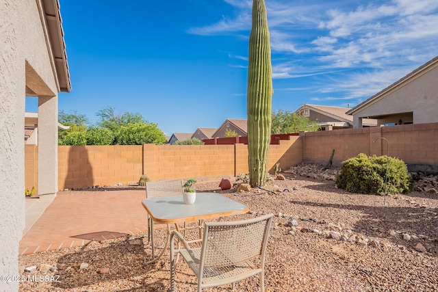 view of yard with a patio and a fenced backyard