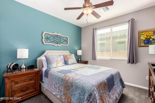 6505 W Sugar Pine Trl, Tucson, AZ 85743 - bedroom with carpet, baseboards, and a ceiling fan