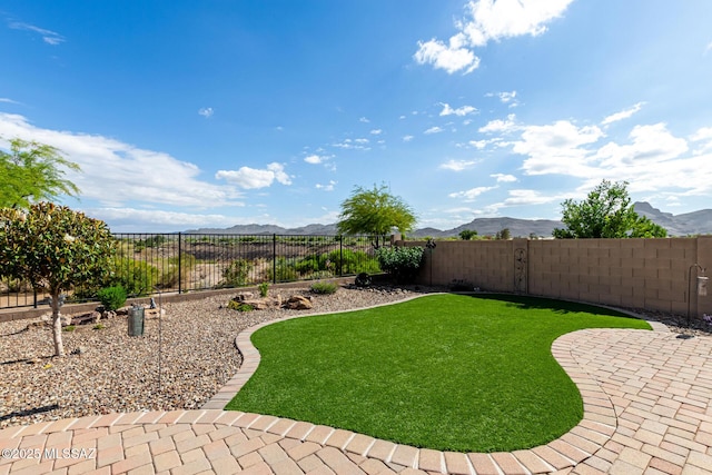 6505 W Sugar Pine Trl, Tucson, AZ 85743 - view of yard featuring a mountain view and a patio area