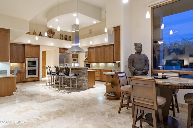 interior space featuring a high ceiling