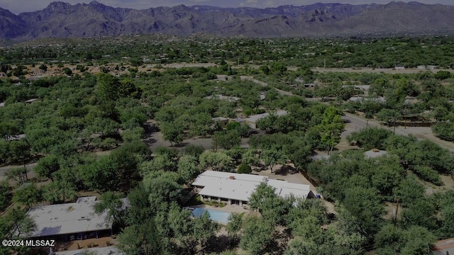 drone / aerial view with a mountain view