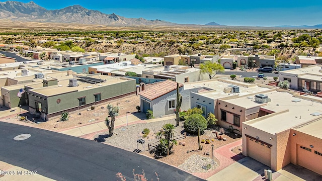 aerial view featuring a residential view and a mountain view