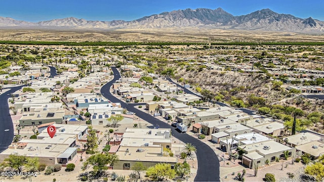 bird's eye view featuring a mountain view and a residential view