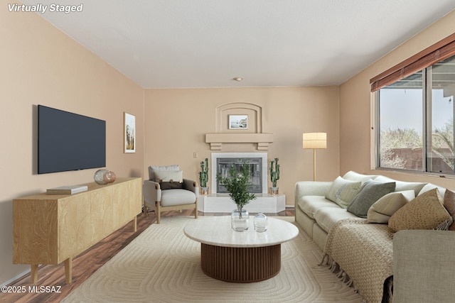 living room with wood finished floors