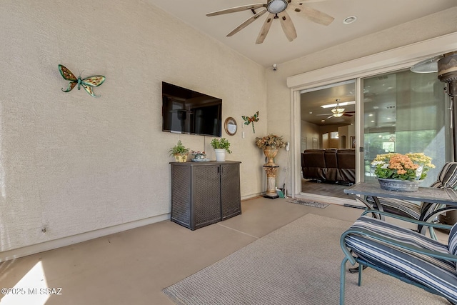 view of patio with a ceiling fan