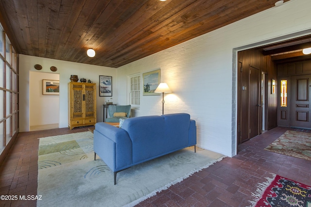 2626 E 4th St, Tucson, AZ 85716 - living area with wooden ceiling and brick floor