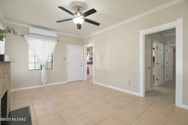 1025 N Perry Ave, Tucson, AZ 85705 - empty room featuring light tile patterned floors, ceiling fan, and ornamental molding