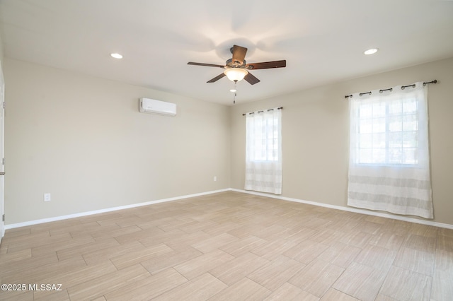 1025 N Perry Ave, Tucson, AZ 85705 - unfurnished room featuring ceiling fan, recessed lighting, an AC wall unit, and baseboards