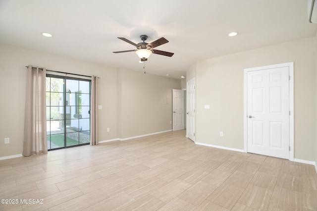 1025 N Perry Ave, Tucson, AZ 85705 - unfurnished room with recessed lighting, a ceiling fan, light wood-style floors, and baseboards