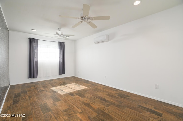 1025 N Perry Ave, Tucson, AZ 85705 - unfurnished room with a ceiling fan, a wall unit AC, wood finished floors, and baseboards