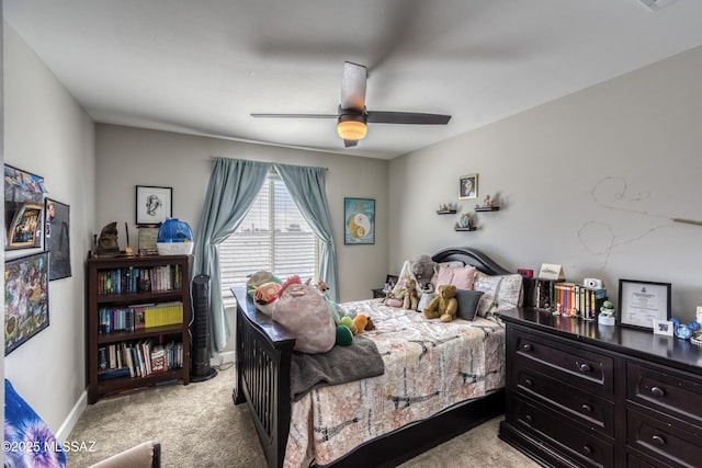 12100 E Ryscott Cir, Vail, AZ 85641 - bedroom with baseboards, ceiling fan, and light colored carpet