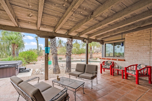 5920 N Campbell Ave, Tucson, AZ 85718 - view of patio with outdoor lounge area and a hot tub