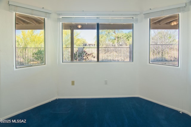 spare room with a healthy amount of sunlight, carpet floors, and baseboards