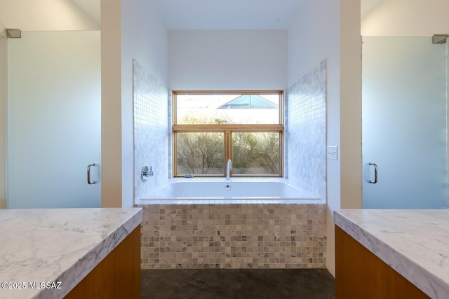 bathroom featuring a garden tub