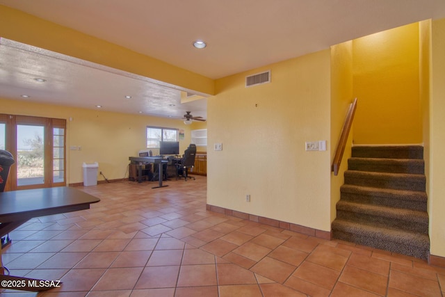 4050 S Melpomene Way, Tucson, AZ 85730 - foyer entrance with recessed lighting, a ceiling fan, stairs, and baseboards