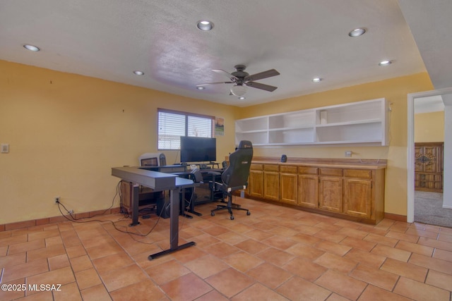 4050 S Melpomene Way, Tucson, AZ 85730 - home office featuring baseboards, a ceiling fan, and recessed lighting