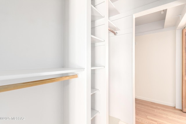 spacious closet with light wood-type flooring