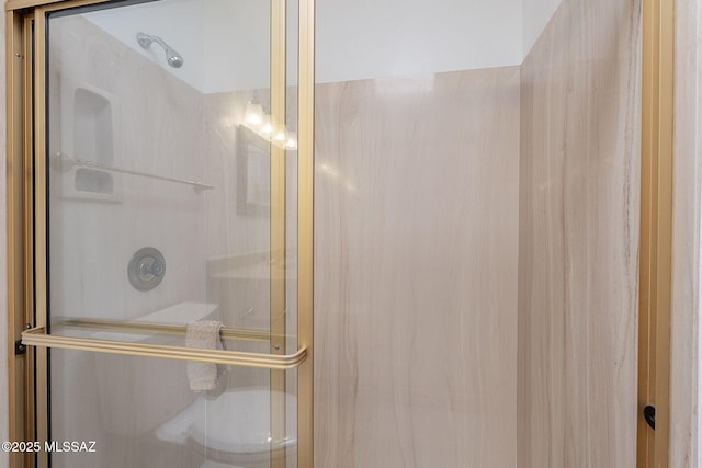 bathroom featuring a stall shower