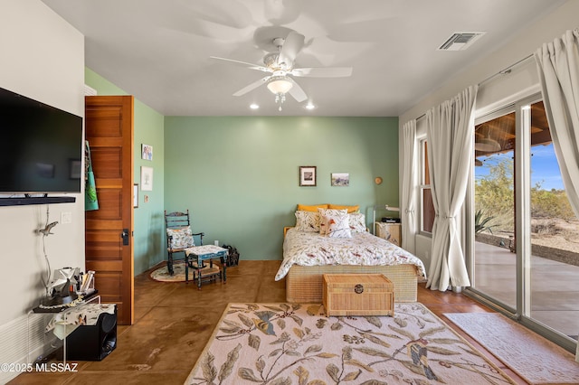 6300 N Abington Rd, Tucson, AZ 85743 - bedroom with access to outside, ceiling fan, and recessed lighting