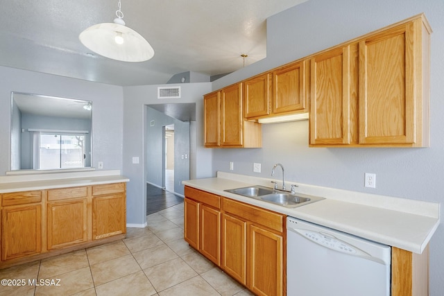 7848 E 35th St, Tucson, AZ 85710 - kitchen with dishwasher, a sink, light countertops, and light tile patterned floors