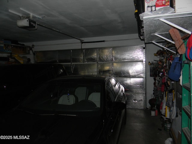 garage with a garage door opener