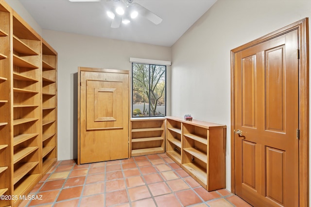 12431 E Cape Horn Dr, Tucson, AZ 85749 - entryway featuring ceiling fan and lofted ceiling