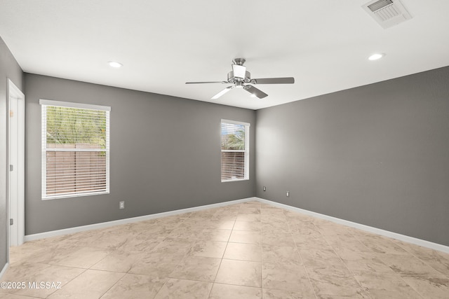 3486 W Sagebrush Hills Ct, Tucson, AZ 85741 - unfurnished room featuring a ceiling fan, recessed lighting, baseboards, and light tile patterned floors