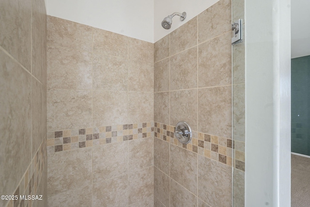 details with a tile shower