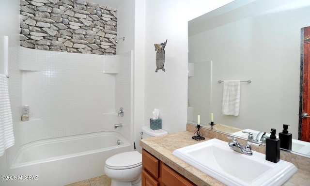 full bathroom with toilet,  shower combination, and vanity