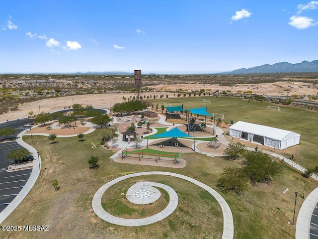 aerial view featuring a mountain view