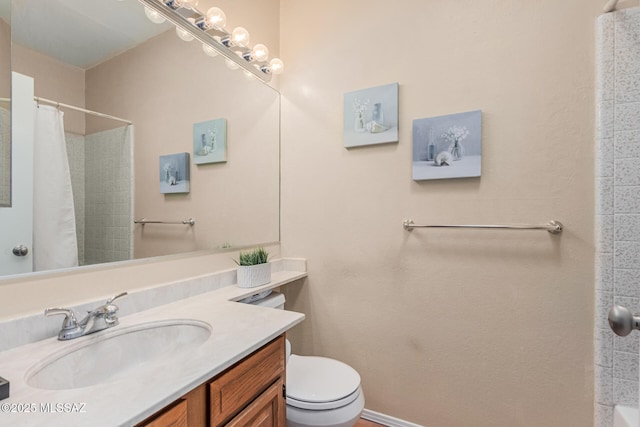 1734 N Van Buren Ave, Tucson, AZ 85712 - full bathroom with vanity, toilet, and curtained shower