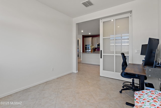10337 S Pantano Knolls Dr, Vail, AZ 85641 - office featuring visible vents, recessed lighting, baseboards, and light tile patterned floors