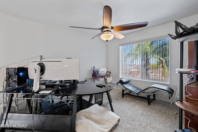 8014 S Wild Primrose Ave, Tucson, AZ 85747 - carpeted home office with a ceiling fan