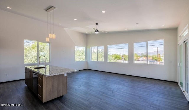 4270 E Broadway Blvd, Tucson, AZ 85711 - kitchen featuring recessed lighting, a sink, dark wood-style flooring, and ceiling fan