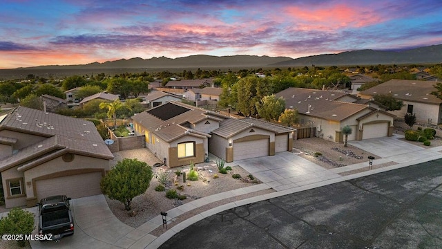 bird's eye view with a residential view and a mountain view