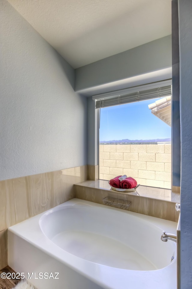 1707 W Sunridge Dr, Tucson, AZ 85704 - full bathroom featuring a garden tub and a textured wall