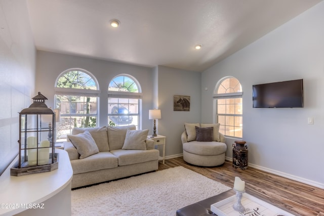 1707 W Sunridge Dr, Tucson, AZ 85704 - living area with baseboards, a healthy amount of sunlight, and wood finished floors