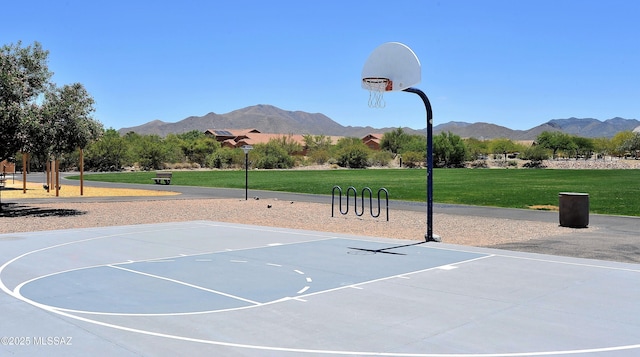 17305 S Indigo Crest Pass, Vail, AZ 85641 - pool with a community hot tub, a patio area, a mountain view, and fence