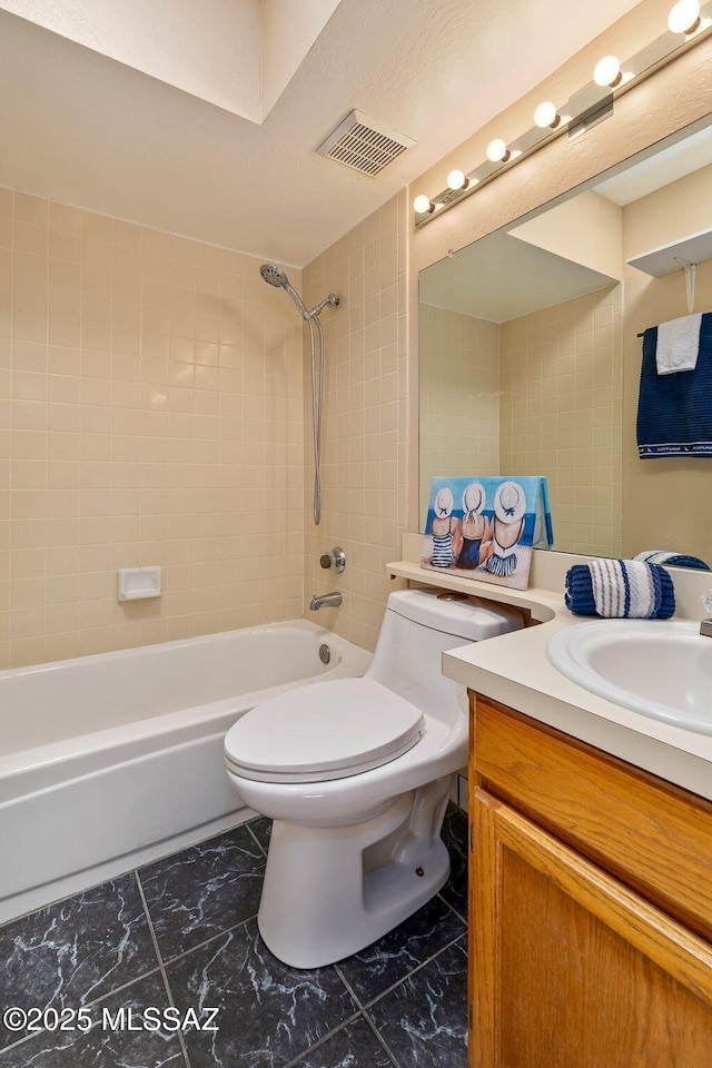 1525 N Bryant Ave, Tucson, AZ 85712 - full bath with toilet, visible vents, bathing tub / shower combination, and vanity
