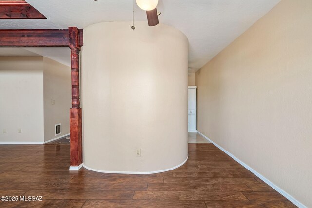 1525 N Bryant Ave, Tucson, AZ 85712 - unfurnished room with baseboards, ceiling fan, wood finished floors, and visible vents