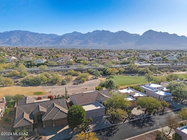 birds eye view of property featuring a mountain view and a residential view