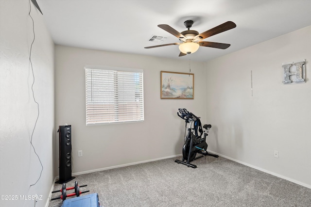11042 W Case Way, Marana, AZ 85653 - workout room featuring a ceiling fan, carpet flooring, and baseboards