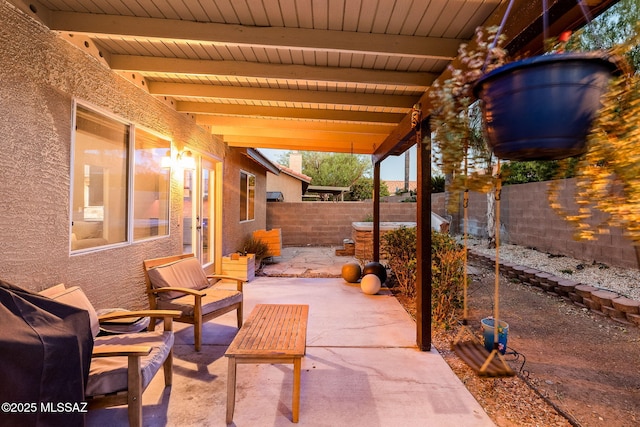 view of patio featuring a fenced backyard