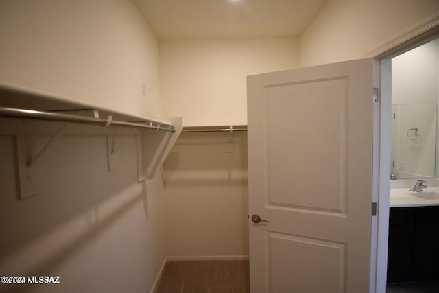walk in closet featuring a sink