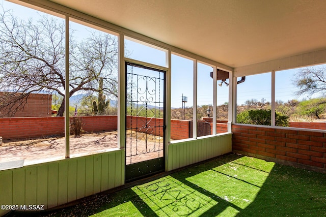 view of unfurnished sunroom